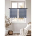 thumbnail image 3 of Navy Blue Striped Sheer Curtains 45 Inch Length 2 Panels Set for Living Room/Bedroom, Farmhouse Striped Geometric Art Semi Curtain Sheers Drapes Rod Pocket Curtains Window Treatment Set 52''x45''x2, 3 of 7