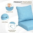 thumbnail image 3 of BPS 25x25 Inch Outdoor Deep Seat Cushion Set, Waterproof Patio Furniture Cushions with Adjustable Straps & Removable Cover for Patio, Deck, or Garden, Set of 2, Lake Blue, 3 of 9