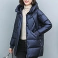 thumbnail image 4 of HTNBO Women Long Quilted Coat Winter Hooded Long Sleeve Puffer Padded Jackets Zip-up Warm Thicken Outerwear Pockets, 4 of 7