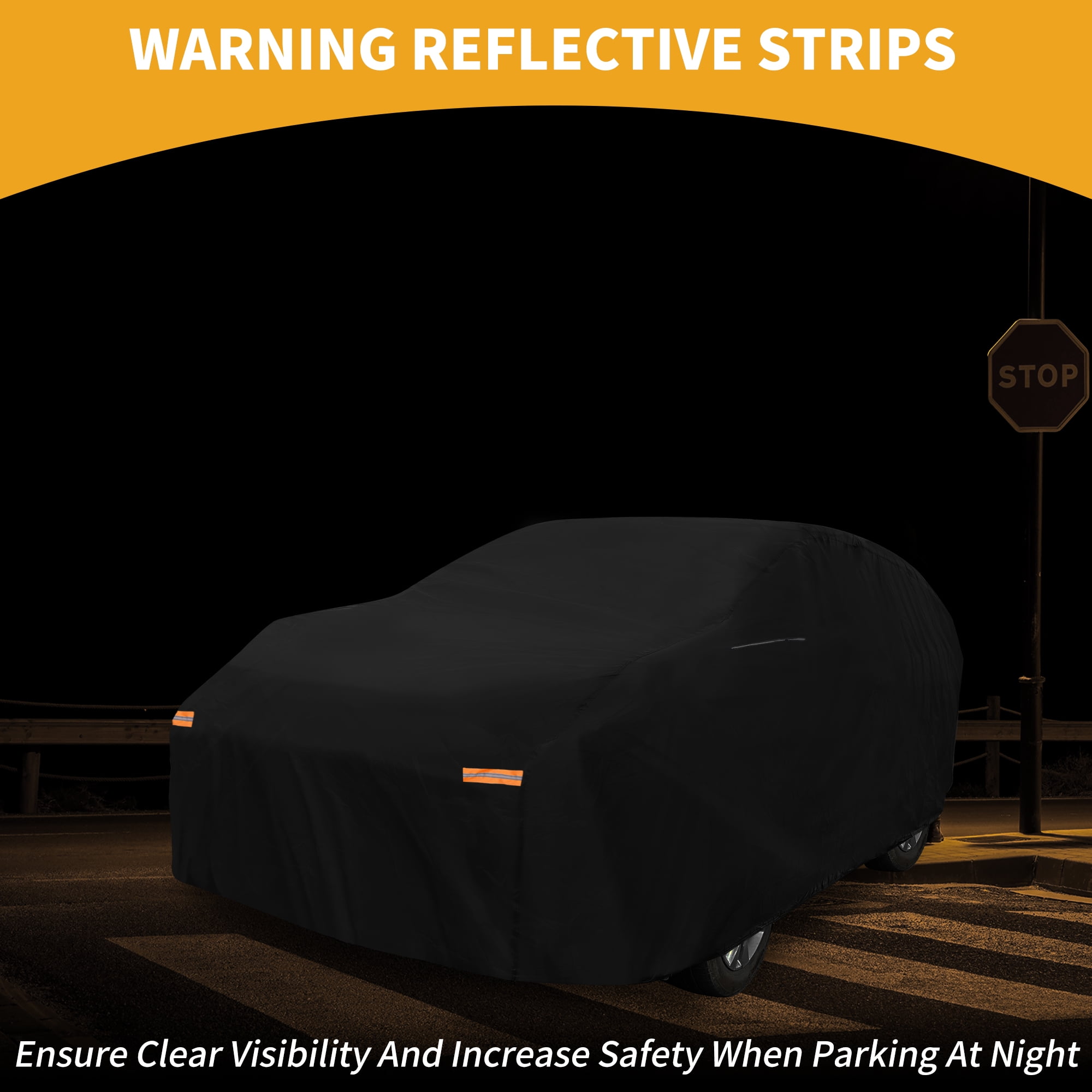 Unique Bargains 1pc Universal Waterproof Car Cover Black 188.98"x72.83"x62.99"
