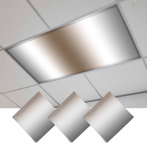 Gray Brown Fluorescent Light Covers, Modern Gradient Geometric Magnetic Light Covers for Ceiling Lights, Fluorescent Ceiling Shade Filters for Classroom Bedroom Office 4x2Ft x 3PCS