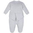 thumbnail image 2 of Calzado de esmoquin lilax de una pieza para bebé con pajarita gris, 2 of 7