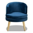 thumbnail image 2 of Baptiste Glam and Luxe Navy Blue Velvet Fabric Upholstered and Gold Finished Wood Accent Chair, 2 of 5