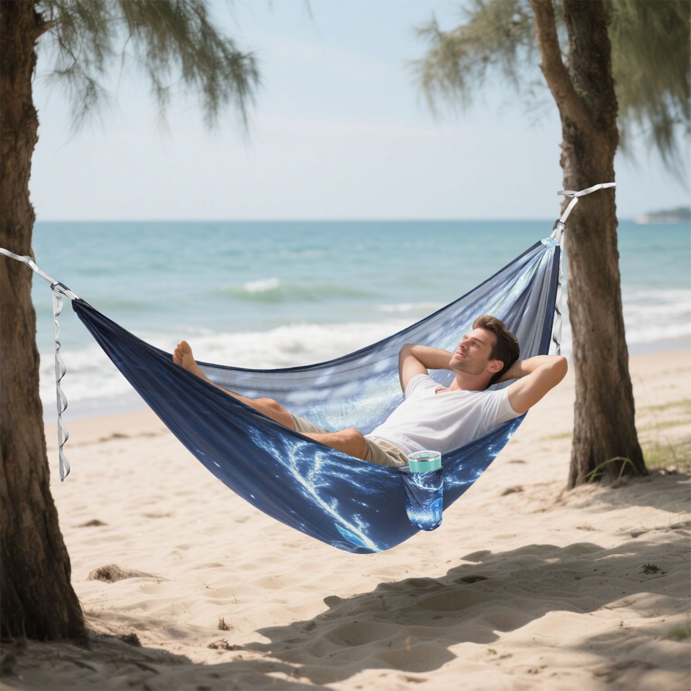 Hammock Camping Hammock Nylon Portable Hammock Travel Camping Hammock Cartoon Blue Elk