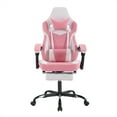 thumbnail image 3 of Kumix Gaming Chair with Footrest, High Back Gaming Chairs PVC Leather Ergonomic Gamer Chair with Adjustable Headrest Lumbar Support Racing Style Video Gaming Chair for Office/Home (Pink), 3 of 7