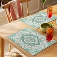 thumbnail image 4 of Bohemian Placemats Set of 1, Vintage Distressed Light Green Ethnic Geometric Floral Non-Slip Place Mats Washable Table Mats for Kitchen Dining Table Decorations Indoor/Outdoor, 4 of 9