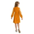 thumbnail image 2 of Actgleam Girls Mesh Long Sleeve Dress Crew Neck A-Line Party Belted Dresses,Orange,13-14Years, 2 of 8