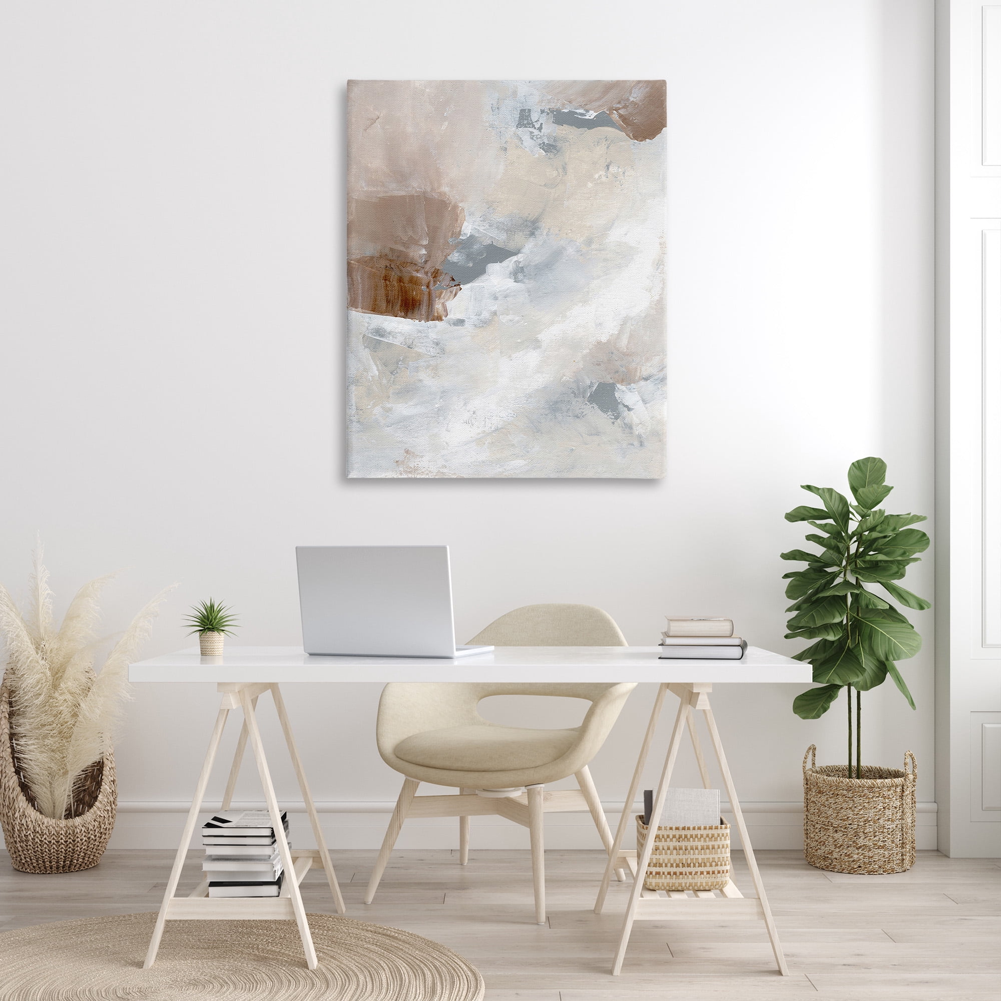 Stupell Industries Neutral Subtle Painting Abstract Painting Gallery Wrapped Canvas Art Print Wall Art, 36 x 48