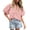 Pink, variant on Women's Summer Tops Dressy Casual Short Lantern Sleeve V Neck Buttons Hollow Out Lace Embroidered Blouses Shirts