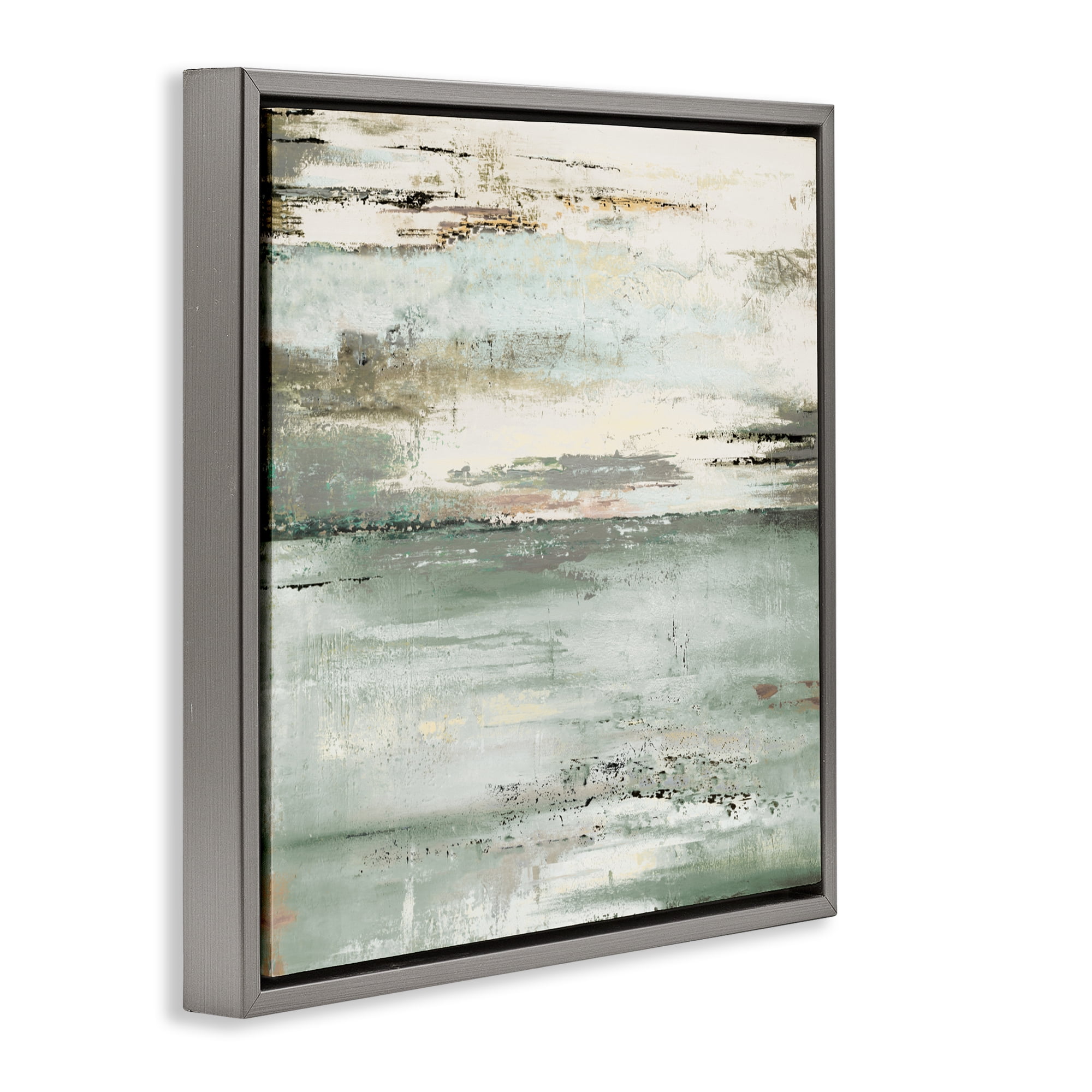 Stupell Industries The Seafoam Ones Abstract Gray Framed Floater Canvas Wall Art, design by Patricia Pinto