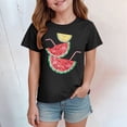 thumbnail image 2 of Sgkm Teen Girl Shirts Short Sleeved Little Girl Print Graphic Tee Cute Summer Watermelon Print Crewneck Black 11-12 Years, 2 of 4