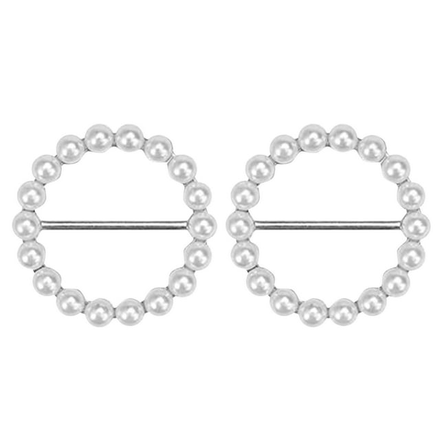 Buttons 1 Stylish High-End Scarf Clip Accessory with Pearl and Rhinestone Ring Fashion Ensemble