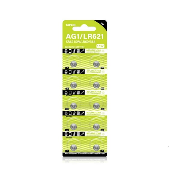 Yammee 10Pcs AG1 Batteries Button Cell Battery 1.55V LR621 LR60 SR621SW Alkaline Coin