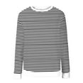 thumbnail image 4 of hotojiny Long Sleeve Sweatshirt for Women Casual Crew Neck Knit Pullover Tops Fall Fashion Striped Tunic Tops, 4 of 5