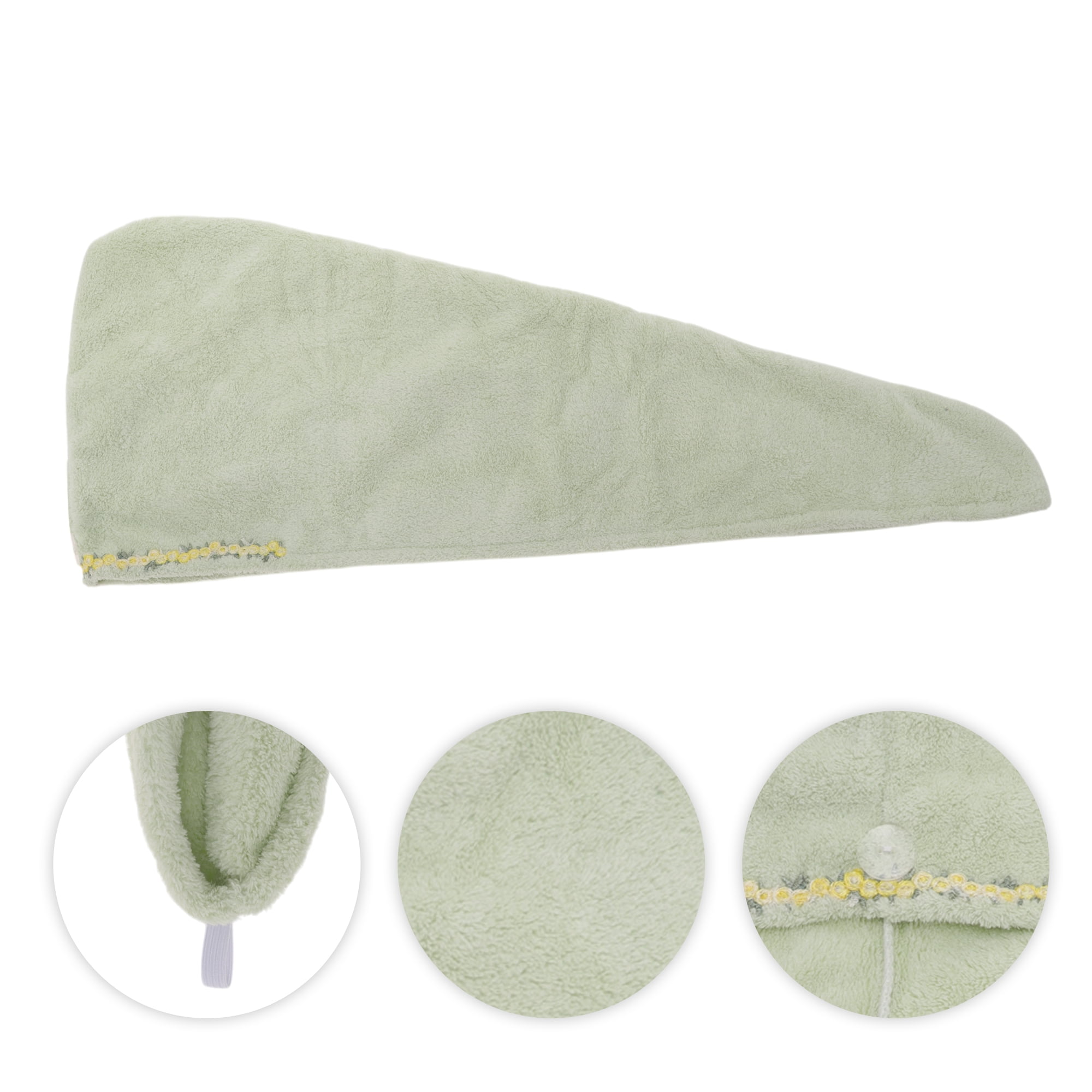 Unique Bargains 1pc Water-absorbent Floral Pattern Hair Towel 26.38"x 10.24" Green