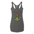 thumbnail image 2 of Trippy Mandala Nautical Colorful Mosaic Anchor | Womens Fashion Premium Tri-Blend Racerback Tank Top, Premium Heather, Large, 2 of 4