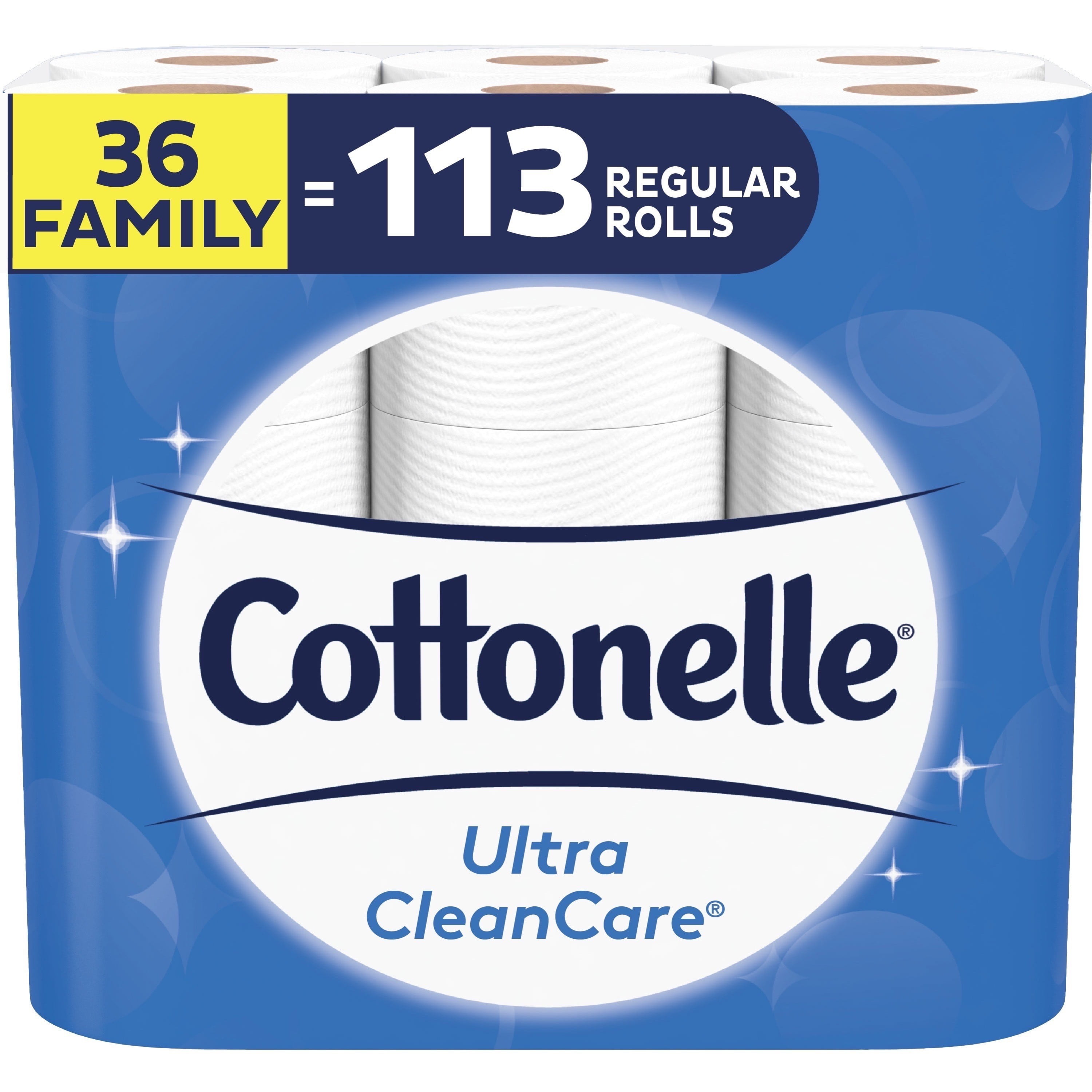 Cottonelle Ultra Clean Care Toilet Paper 36 Family Rolls Bulk Soft 