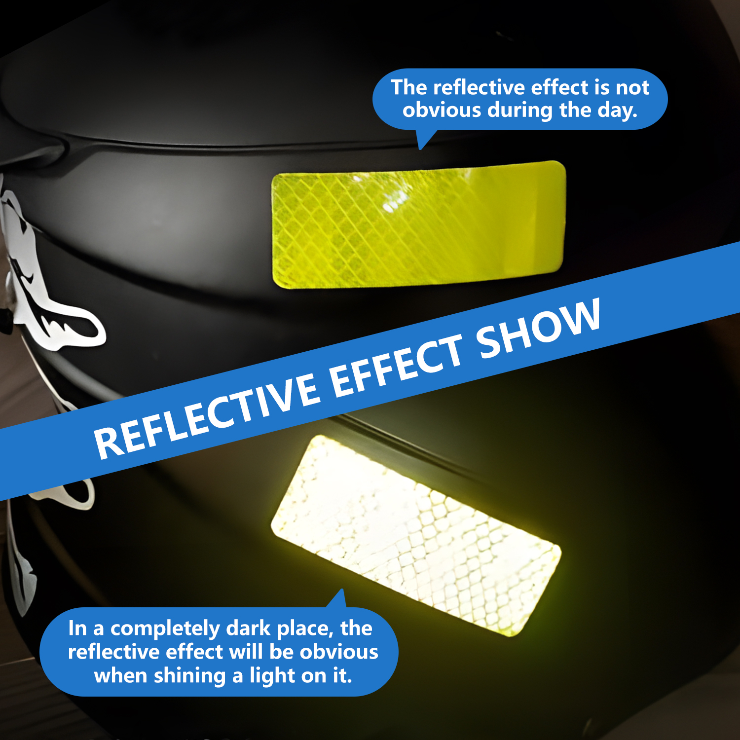 30pcs Waterproof Reflective Safety Stickers – 3 x 8 cm High-Visibility Decals for Cars, Bikes, Helmets, Mailboxes & Outdoor Gear