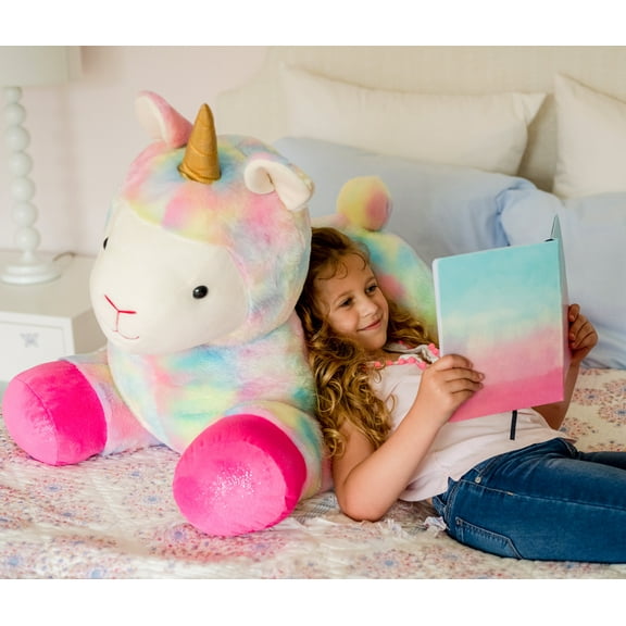 Animal Adventure Sqoosh2Poof Jumbo Character Compressed Side Small Box 44" Llamacorn Plush Toy