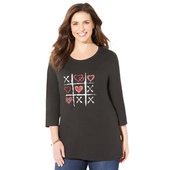 Catherines Women's Plus Size Glitter Graphic Tee