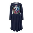 thumbnail image 4 of DISNIMO Panda Dress for Girls Size 3-4 Long Sleeve Dress for Children Girls Dresses with Flowers Dress for Girls Purple Collared Dress Kids Fall Dress Casual Kids Midi Dress Skater Dress, 4 of 7