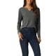 thumbnail image 1 of INSPIRAR CHIC Ropa de dormir para mujeres, camiseta de cuello en V, de canalé, para estar en casa, de manga larga, color gris, 1 of 6