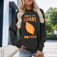 thumbnail image 2 of XIAONU Playful Women Solid Graphic Sweatshirt Retro Food Pun Print Pullover Top Cozy Gathering Wear Sweatshirts Black, 2 of 4