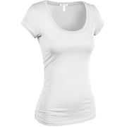 Essential Basic Women's Classic Short Sleeve Scoop Neck 6 Pack Tshirts, White, Medium
