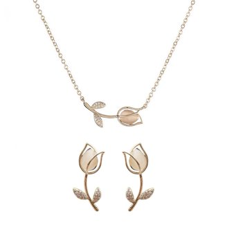 Lily Of The Valley Jewelry Set - Necklace, Bracelet & Earrings For Women, Gift For Mom, Bridal, Party