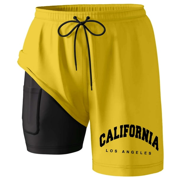 Bañador para hombre con forro compresivo: cintura elástica, estampados coloridos, secado rápido, bolsillos para actividades en la playa (S-XXXXXL)