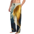 thumbnail image 2 of Uemuo Golden Blue Leaf Design Pattern Men's Wide Leg Palazzo Lounge Pants with Pockets Light Weight Loose Comfy Casual Pajama Pants-Medium, 2 of 9
