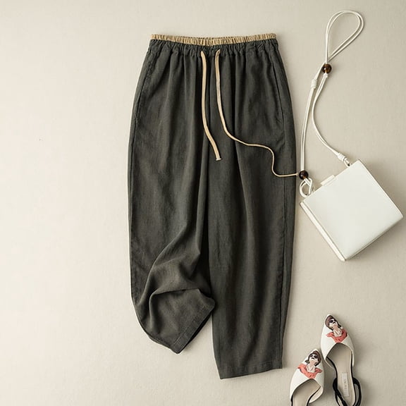 YOZGXEG Wide Leg Pants Women Women'S Spring Summer High Waist Drooping Wide Leg Pants Loose Slim Casual Cropped Pants Green M-3Xl