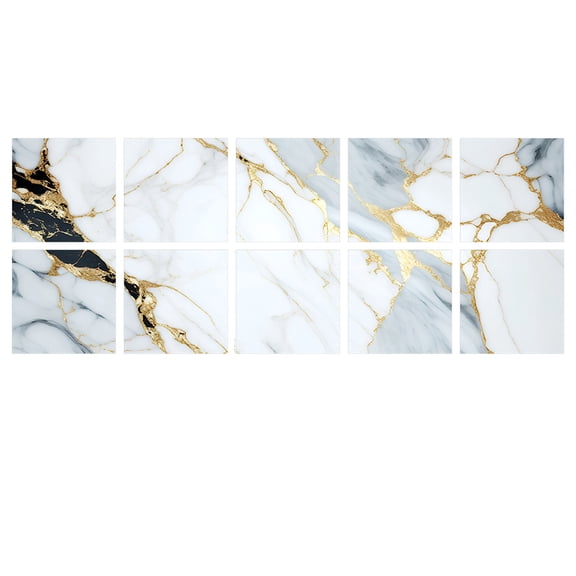 Self Adhesive Tiles Wall Stickers 10 Pcs Marbling Decals 8" x 8" Waterproof Peel and Stick Kitchen Backsplash Decor