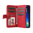 thumbnail image 2 of Zipper Wallet Case for iPhone 13 Pro Max Large Capacity Card Slots Holder Magnetic Clasp Cover, Luxury PU Leather Anti-Shock Flip Folio Case with Kickstand Wrist Strap Handbag Protective Case,Red, 2 of 9