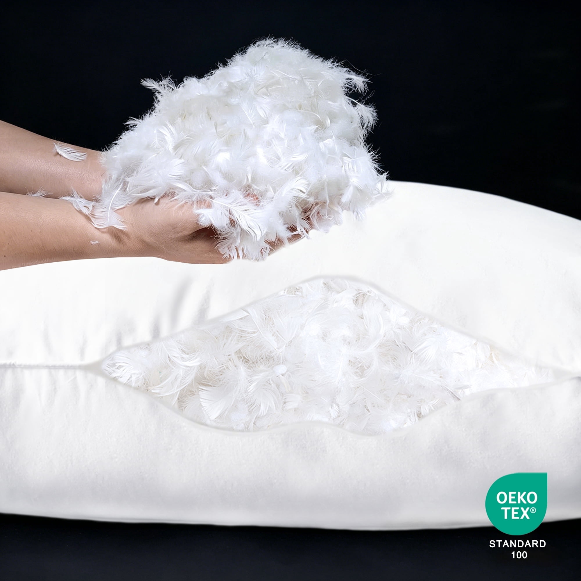 Set of 2 Goose Down Pillows Queen Size , 100% Cotton Shell, Supportive Cooling Pillows , Hotel Bed Pillows