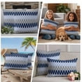 thumbnail image 4 of Outdoor Pillow Covers Geometric Ombre Curve Line Waterproof Pillow Cases 16x16 Set of 2, Navy Blue Grey Throw Pillow Cover Pillowcase for Patio Balcony Couch Garden, 4 of 9