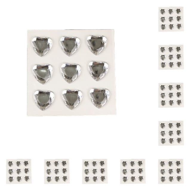 Billuyoard 10 hojas de pegatinas de diamantes de imitación, calcomanías acrílicas de mano para niños, estudiante tridimensional DIY, amor, corazón, Artesanía Blanco Billuyoard HA062097-08B