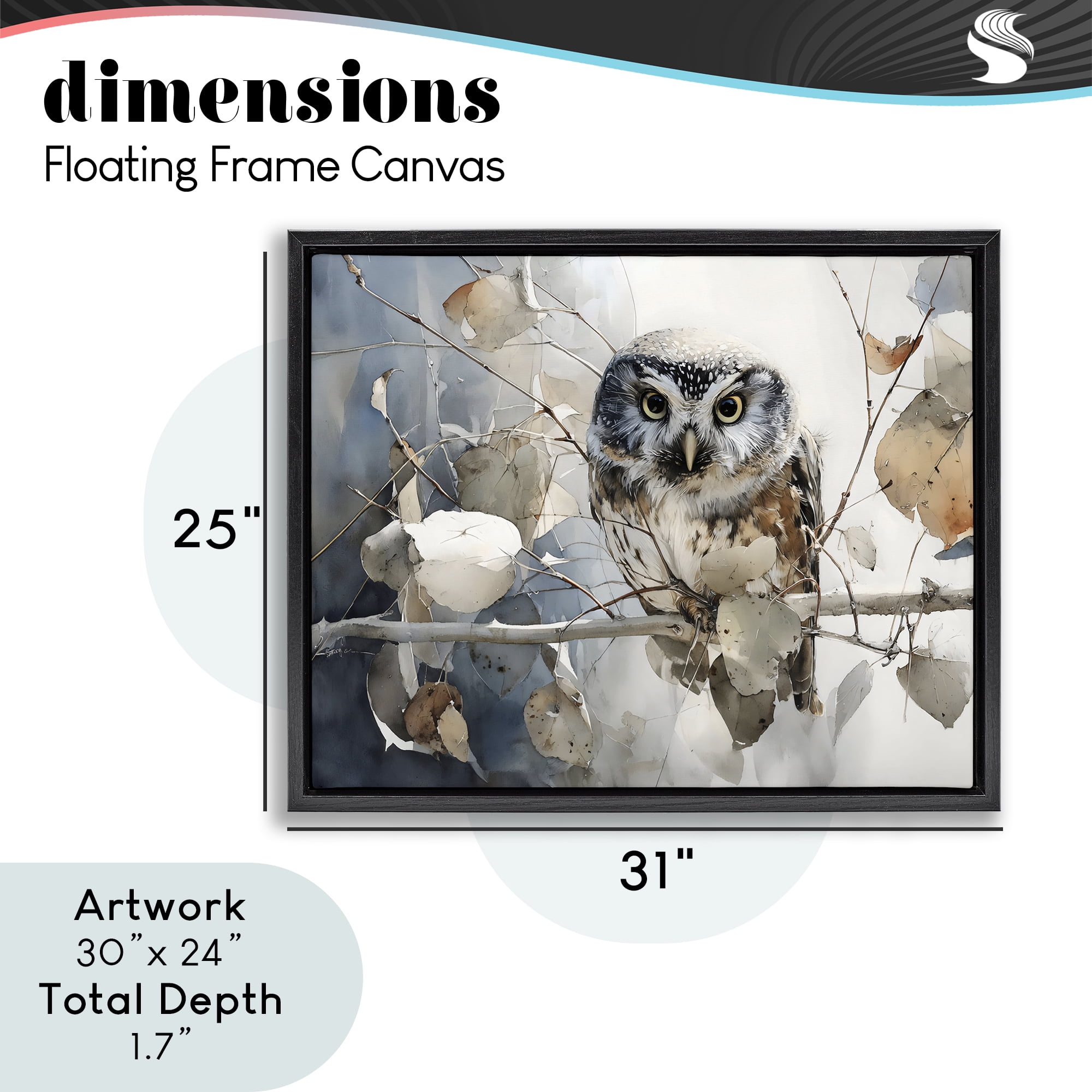 Stupell Industries Hoot Owl on Autumn Branch Black Framed Floater Canvas Wall Art, design by Franklyn Gregory