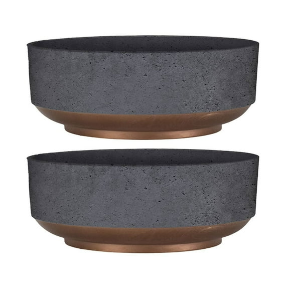 The HC Companies Capri Bowl Succulent Pot, Faux Concrete Copper (2 Pack)