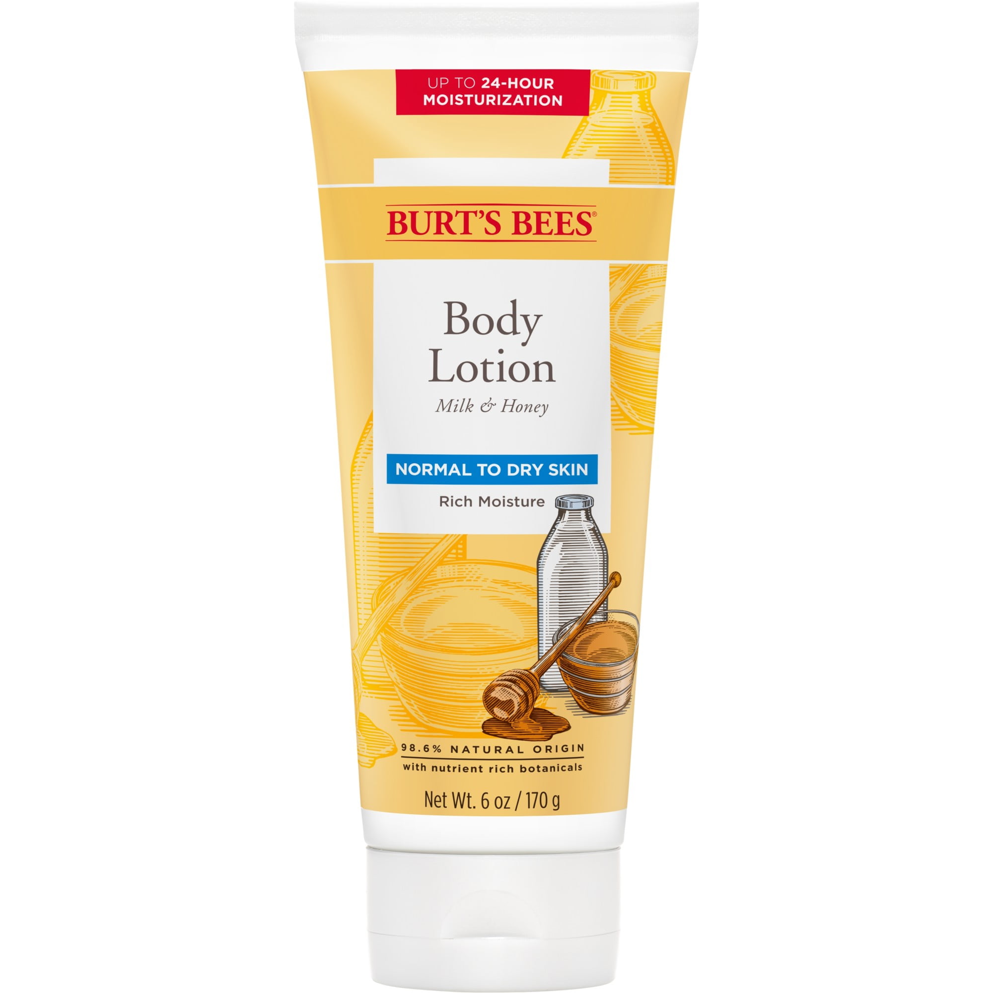Burt's Bees Body Lotion for Normal to Dry Skin with Milk & Honey, 6 Oz