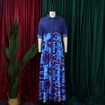 thumbnail image 3 of AURA Womens Abstract Print Denim Maxi Dress Long Sleeve High Waist Button Front Streetwear XL XXXL, 3 of 10