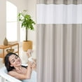 thumbnail image 7 of Fabric Shower Curtain with Snap-in Liner, Heavy Duty Water Resistant Bath Curtain with See Through Top Washable, 72Wx78H, Taupe, 7 of 7