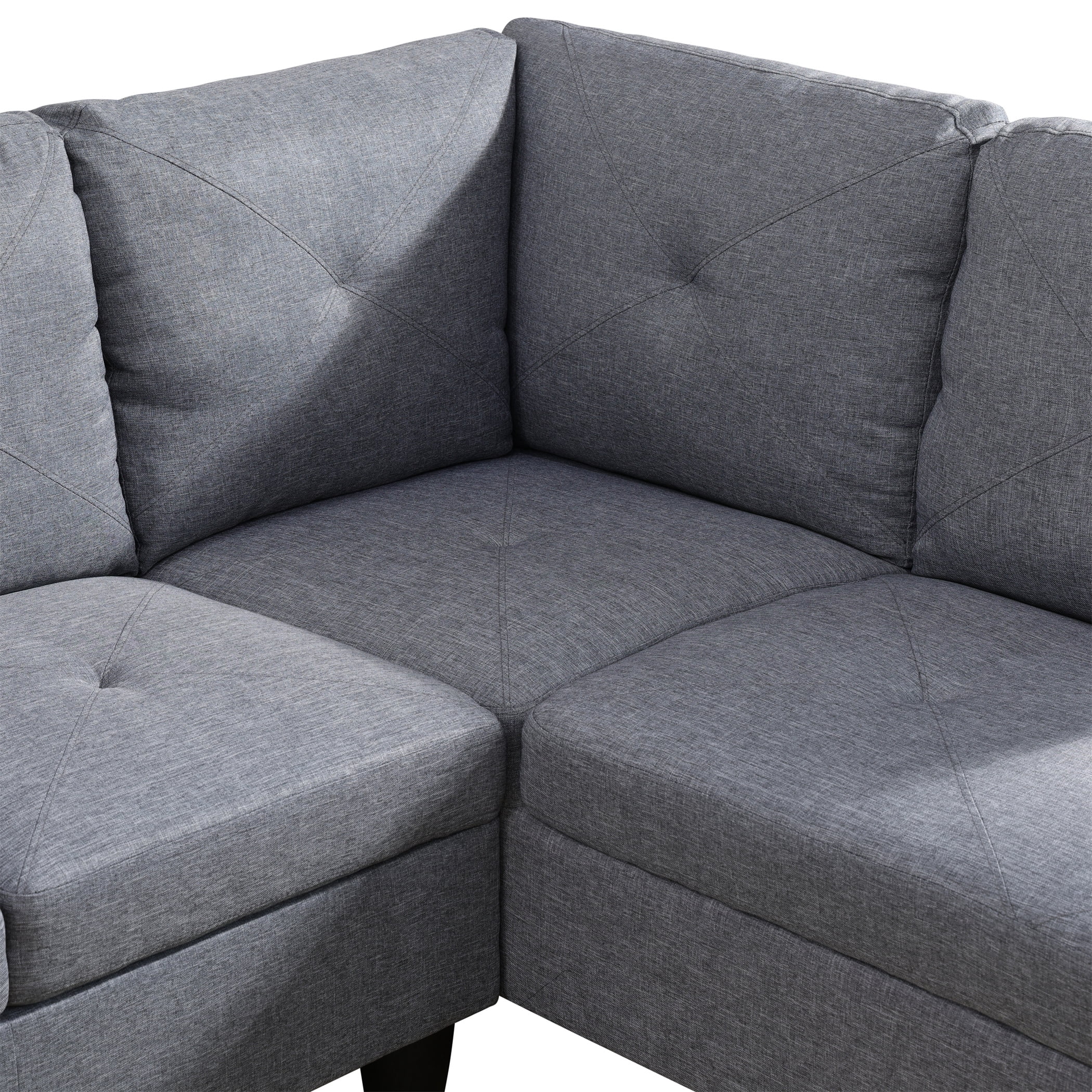Aukfa 97" Classic Sectional Sofa 4 Seat L shape Couch for Living Room, 2Pillows, Oversized Right Chaise, Linen, Gray