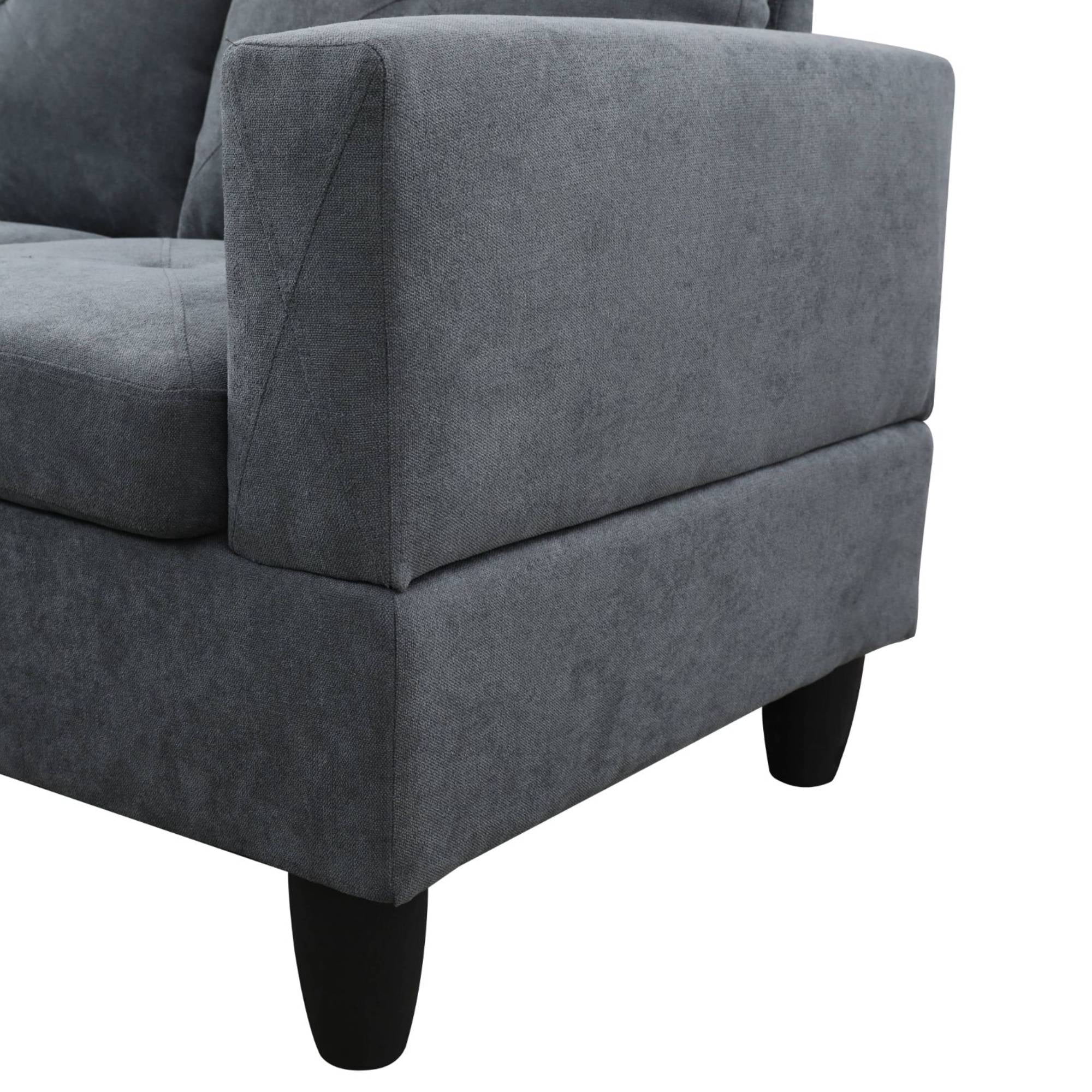 Modern L-Shape Sectional Sofa for Living Room, Modular Sleeper Sofa Couch With Chaise For Bedroom, Dark Grey