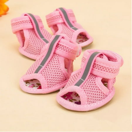 Breathable Mesh Summer Dog Shoes  Comfortable Sandals for Hot Weather  Protects Paws New Release Vsgery PU Pink