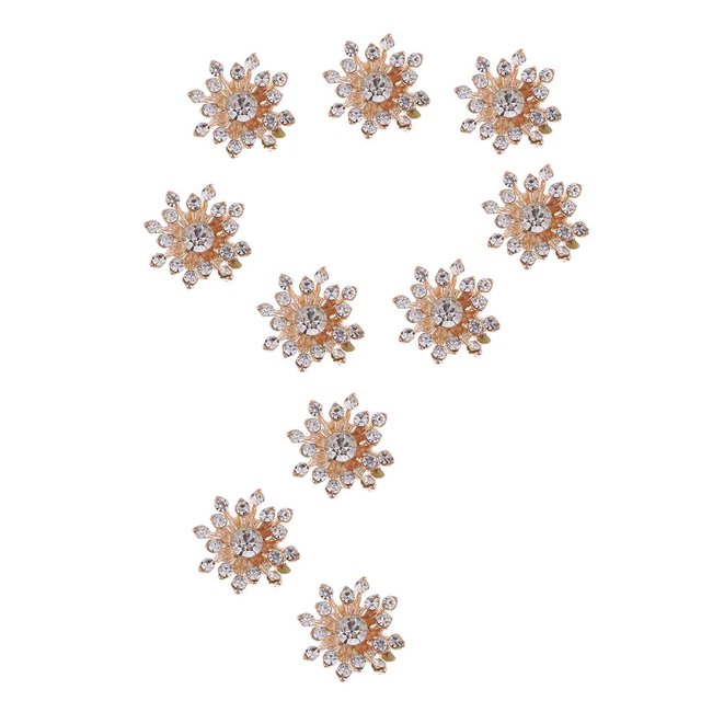 10 Piezas 15 Mm Chapado en Oro Metal Diamante Flor Botones Adornos Botones de Cristal Parte Posterior Plana Accesorios de Bricolaje Sujetadores de Cos Macarena Adornos de cristal