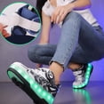 thumbnail image 2 of Yiomxhi Kids Roller Shoes, Boys Girs Sneakers with LED Light Wheels, Become Sport Sneaker for Christmas Birthday Children Gift, Adjustable Roller Skates Suitable for Outdoor School, 2 of 7