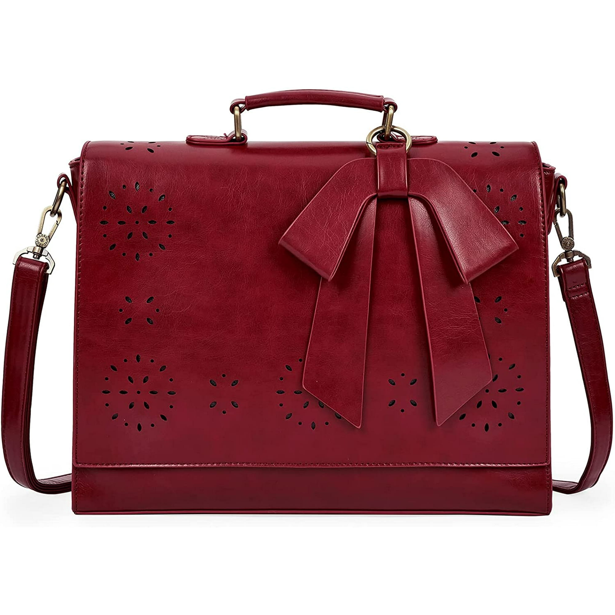 IBAOLE Women s Briefcase Vegan Leather Laptop Bag for School Shoulder Computer Satchel Bag with Detachable Bow Walmart