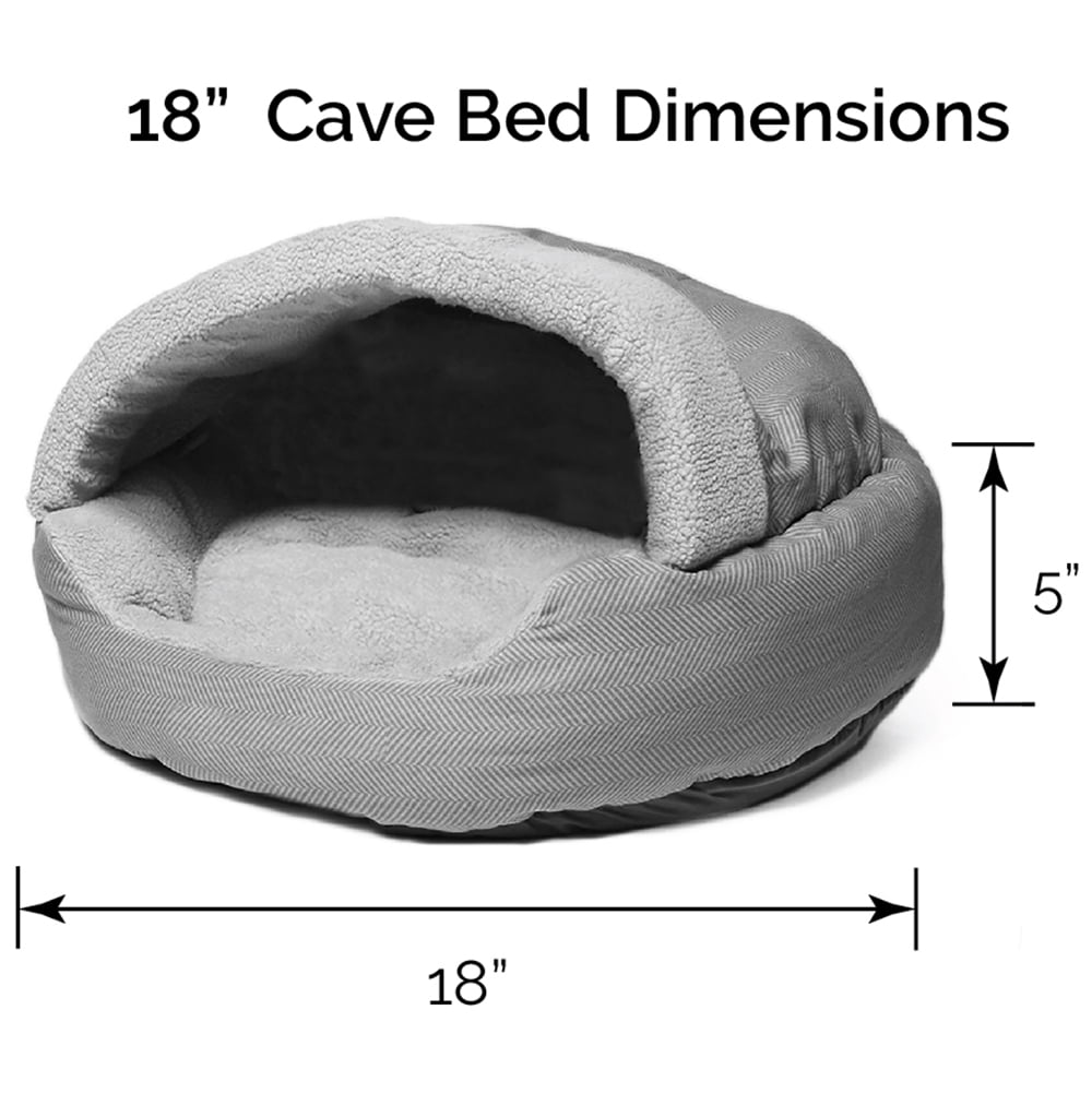 Precious Tails Herringbone Canvas Fleece Deep Dish Cave Bed