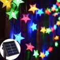 thumbnail image 1 of Cadena de luces LED, cadena de luces solares para exteriores, DS, cadena de luces solares con forma de estrella, luces de hadas solares, 8 modos, iluminación de festivales, luces de patio impermeables, 1 of 4
